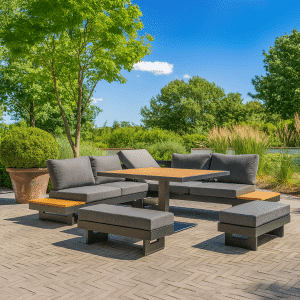 Gartenlounge Dining Toscane XXL de Luxe verstellbares Gartenset Aluminium/Holz – 81950PT