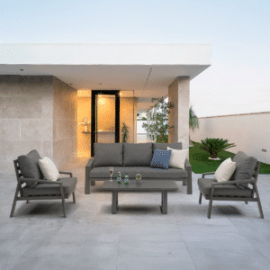 Großzügiges Loungeset Lincoln 5-Sitzer Sessel-Sofa Gartenset Anthrazit Aluminium – 62317