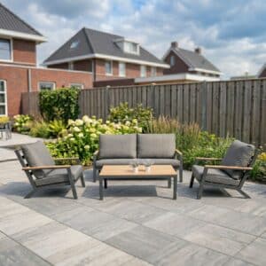 Gartenlounge Donnan 5-Sitzer Sessel-Sofa Aluminium/Holz – 19370