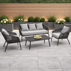 Gartenlounge Rocca Schwarz mit Kissens