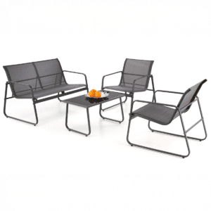 Modernes Aluminium Gartenset Conor Anthrazit Sofa, 2 Sessel und Beistelltisch