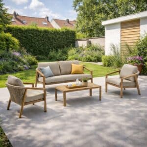 Gartenlounge SenS-Line Sardinië Sessel-Bank Aluminium Holzoptik