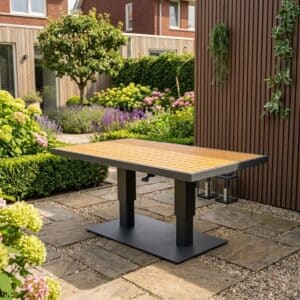 Gartentisch Barbados 150 x 90 cm höhenverstellbar Loungetisch AluminiumHolz