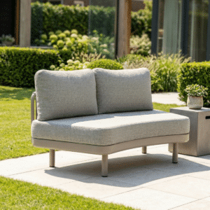 Gartenlounge Nanda Rundbank Warmweiß Holz