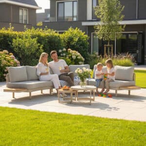 Loungeset Lounza Rund Warmweiß Holz