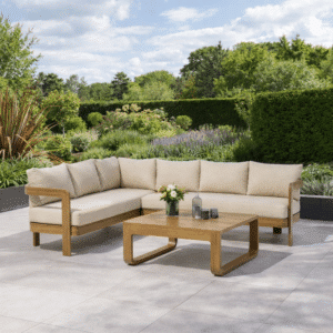 Gartenlounge Santiago Großzügige Eckbank Aluminium Holzoptik