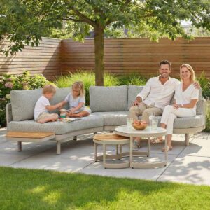 Loungeset Sardinia Rund Warmweiß Holz