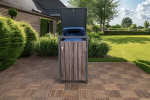 Mülltonnenbox SenS-Line Moby Einzel Stahl Anthrazit Holzoptik