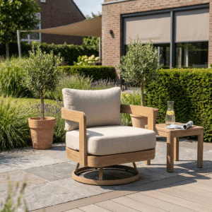 Relaxsessel Santiago Drehbar Aluminium Holzoptik Gartenstuhl - 34127