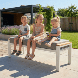 Gartenbank Cube Weiß 135 cm Aluminium/Holz