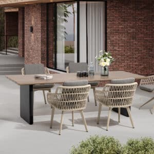 Gartentisch Riviera XL 240 cm Anthrazit/Holz Aluminium Dining Esstisch
