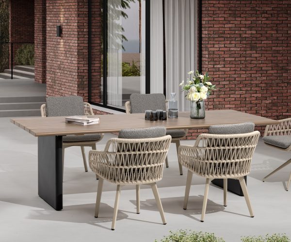 Gartentisch Riviera XL 240 cm Anthrazit/Holz Aluminium Dining Esstisch